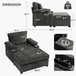 Modern Oversized Chair With Ottoman, Cupholders And USB Charging Ports
