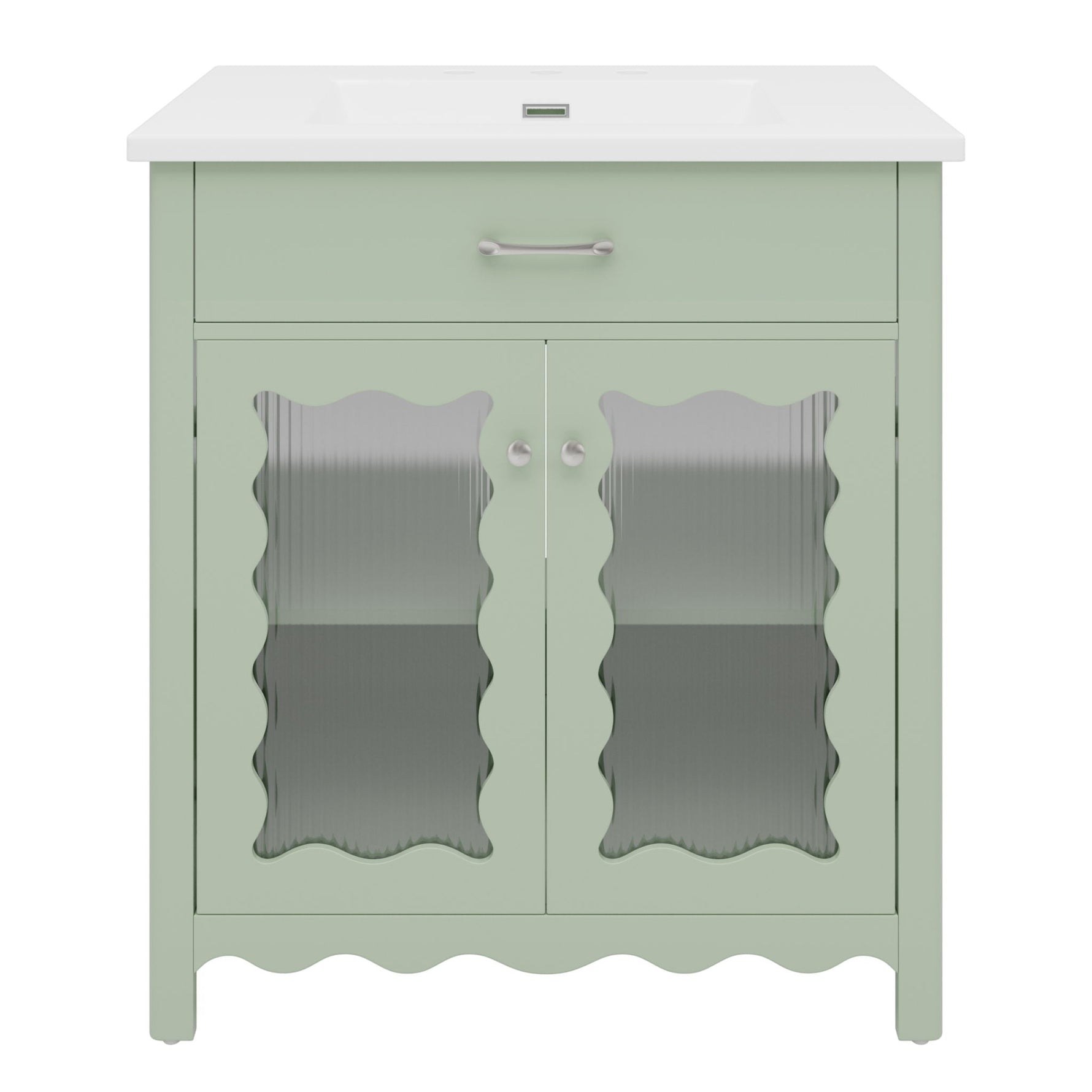Modern Bathroom Vanity With Tempered Glass Doors