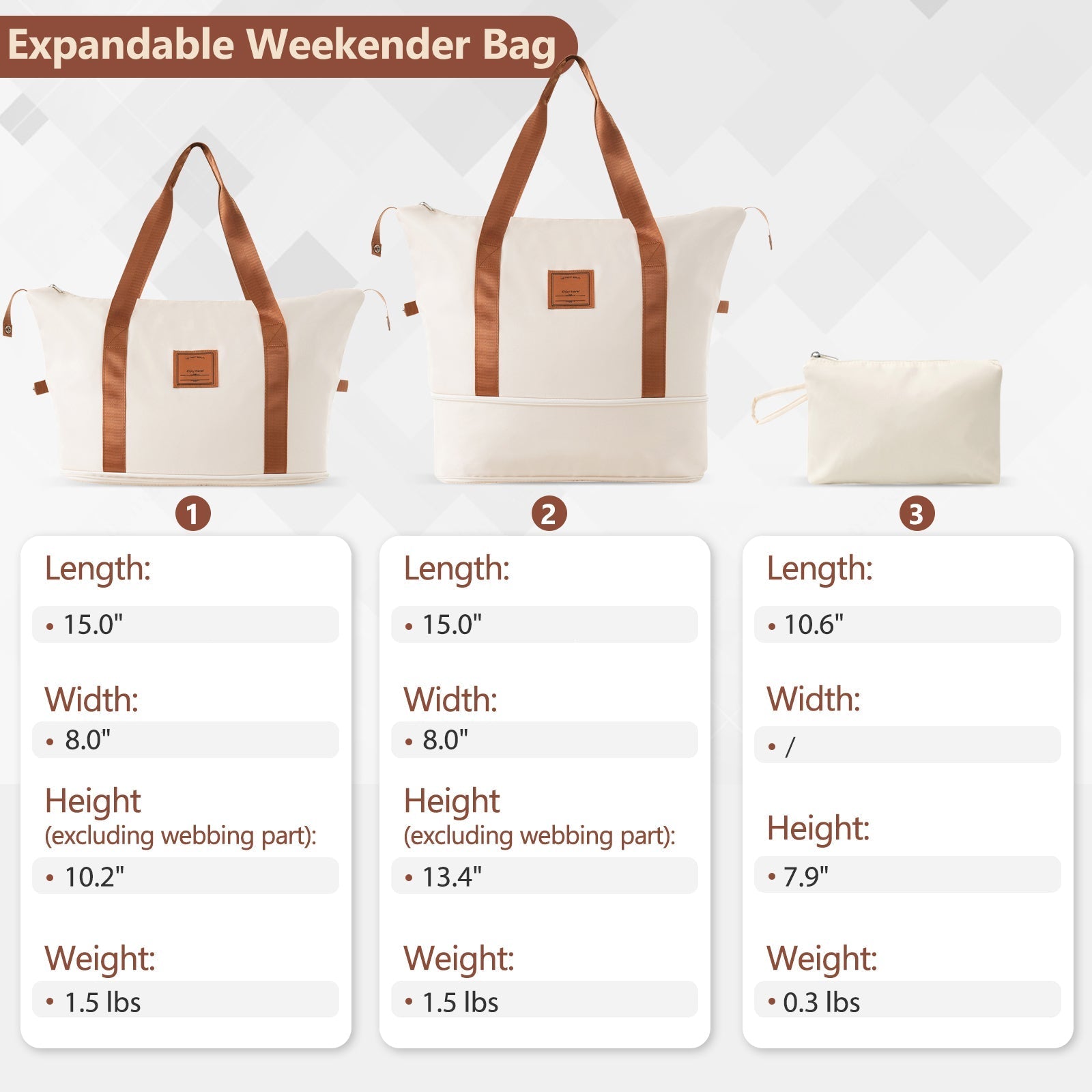 Brown & White 6-Piece Expandable Hardshell Luggage Set