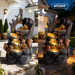 Squirrel Outdoor Water Fountain with Lights