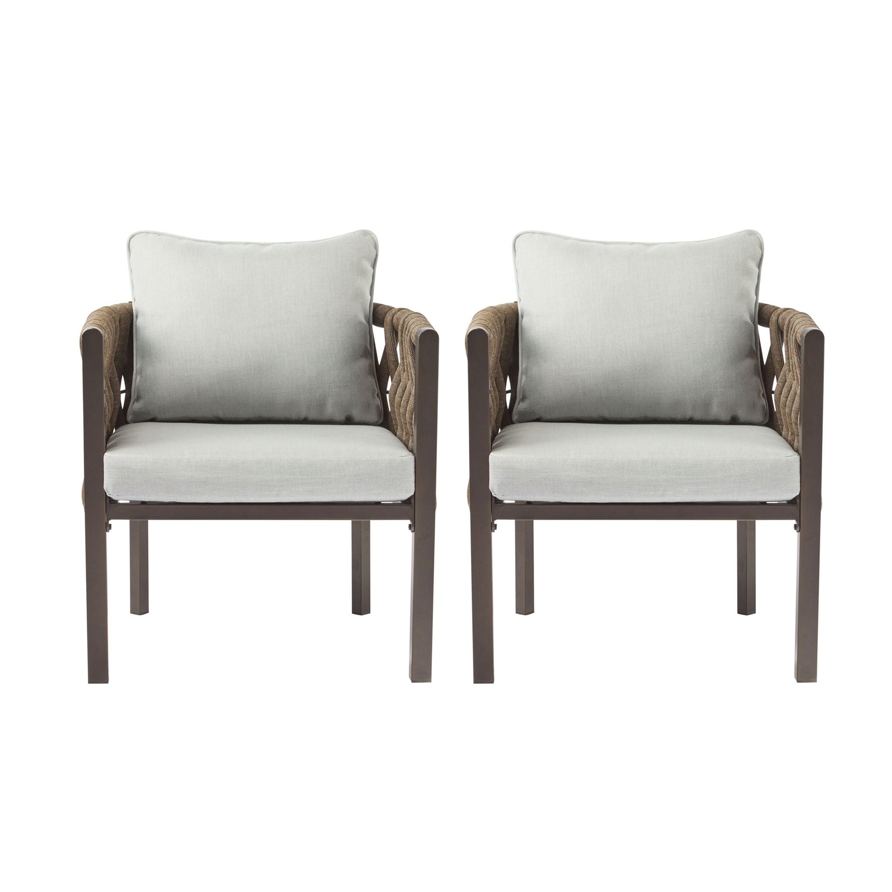 2 Pieces Outdoor Metal Patio Club Chair with Cushions