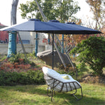 14.8 Ft Double Sided Outdoor Umbrella Rectangular Large with Crank (Navy Blue)