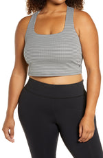 Nike Yoga Check Sports Bra in Sail/Black/Black, Size 1X