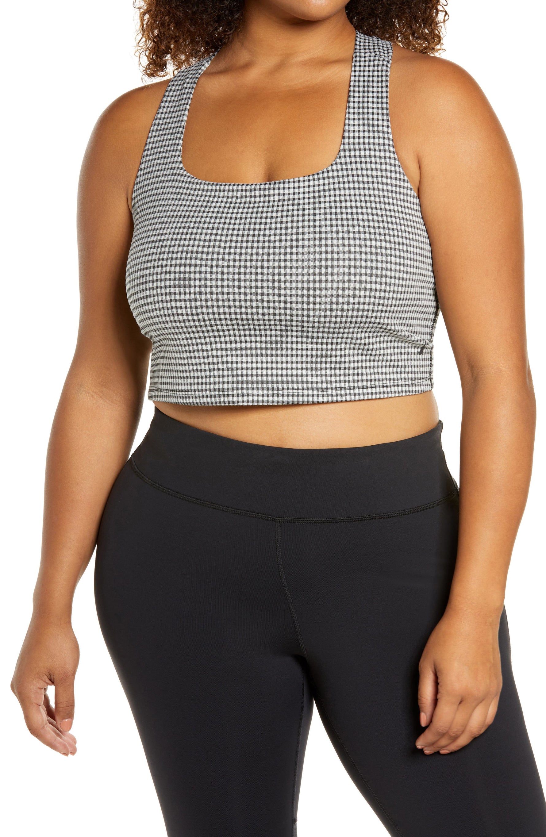 Nike Yoga Check Sports Bra in Sail/Black/Black, Size 1X