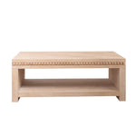 Modern Wood Coffee Table with Beaded Trim – 47" Rectangular