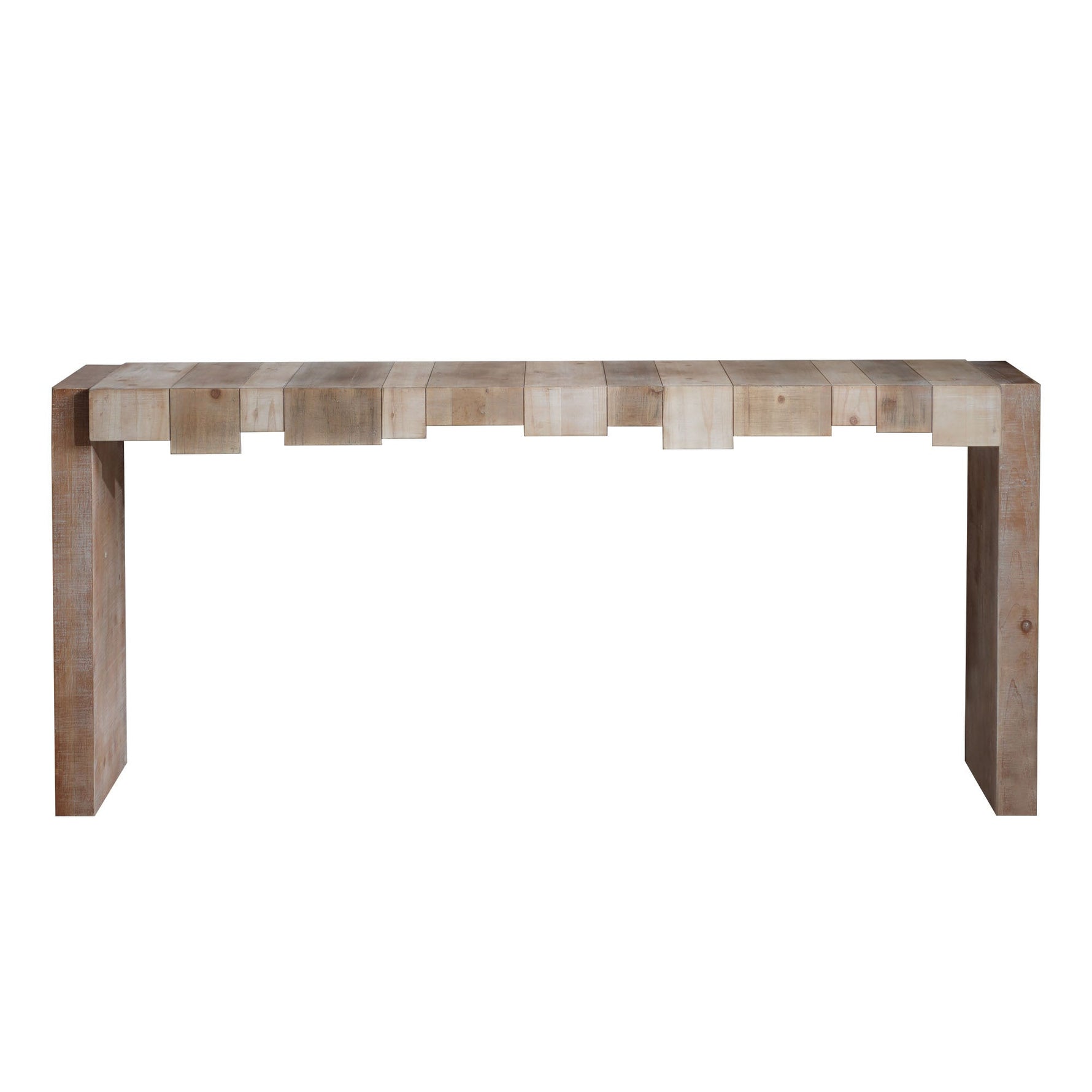 Modern Rustic Console Table - 71" Entryway Table with Sculpted Block Design