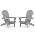 Classic Gray Cedar Wood Lounge Patio Chair Set of 2