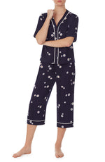 Room Service Pjs Crop Pajamas in Nvy/flor  Size Small
