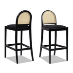 Arlin Upholstered Stool with Curved Back and Footrest - Set of 2