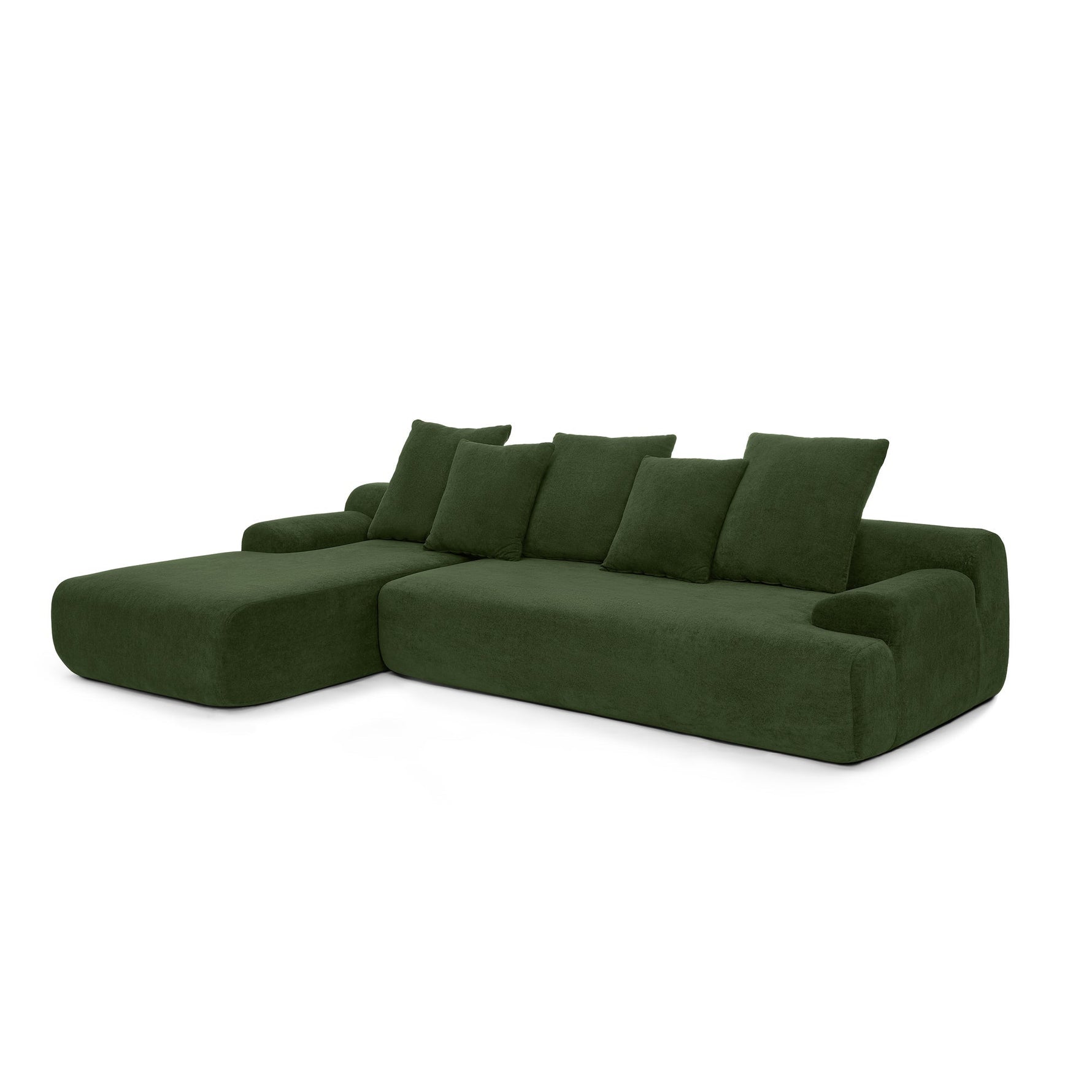 Modern Upholstered L-Shape Sectional Sofa Velvet Green