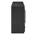 4-Door Large Storage Sideboard Buffet Cabinet with Glass Doors Arched Cabinet (Black)