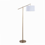 Casper 69" Contemporary Metal Floor Lamp in Gold Metal with Off-White Linen Shade