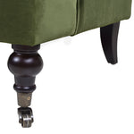 Alana 38" Lawson Accent Arm Chair Metal Casters, Olive Green Performance Velvet