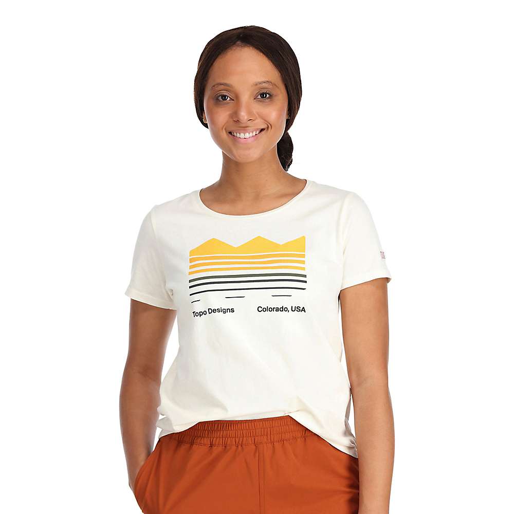 Topo Designs Women's Strata Map Tee - Large Natural
