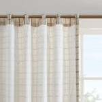 Plaid Rod Pocket and Back Tab Curtain Panel with Fleece Lining Natural 50x95