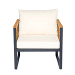 Outdoor 4-Piece Acacia Wood and Metal Patio Sofa Set