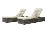 Outdoor Chaise Lounge Chair Set of 2 with Storage and Cushions