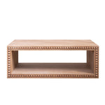 Rustic Beaded Edge Coffee Table – 47.6" Rectangular Center Table with Open Storage Shelf