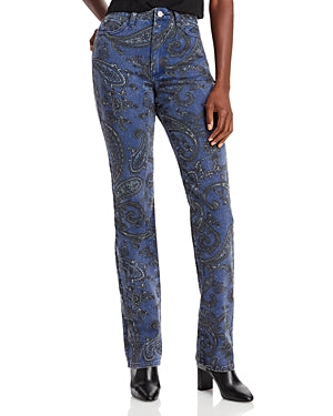 We Wore What Womens The ICON Paisley High Rise Straight Leg Jeans Blue 25