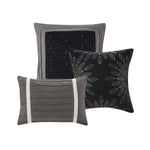 7 Piece Faux Suede Comforter Set Black California King