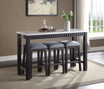 Necalli Marble Top Weathered 4 Piece Pack Counter Height Table Set - Espresso