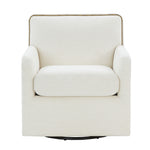 Tolland Swivel Accent Chair With Antique Brass Nailhead Trim - Cream