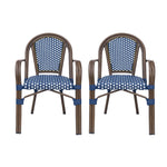 Bistro Chair With 2 Toned Checkered Pattern (Set of 2) - White / Navy