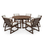 TREXM Patio Dining Table Set for 6 with Umbrella Hole