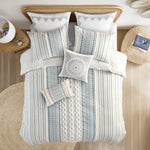 King/Cal King Cotton Printed Duvet Cover Set with Chenille