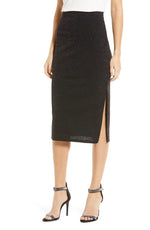 1.STATE Pull-On Midi Skirt in Rich Black, Size Xx-Large