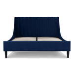 Aspen Vertical Tufted Headboard Platform Bed Set, Queen, Navy Blue Velvet
