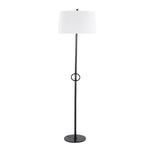 Shadow Contemporary Floor Lamp in Black Steel with White Linen Shade