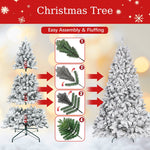 4FT Flocked Christmas Tree with Pine Cones and Snowy PVC Design