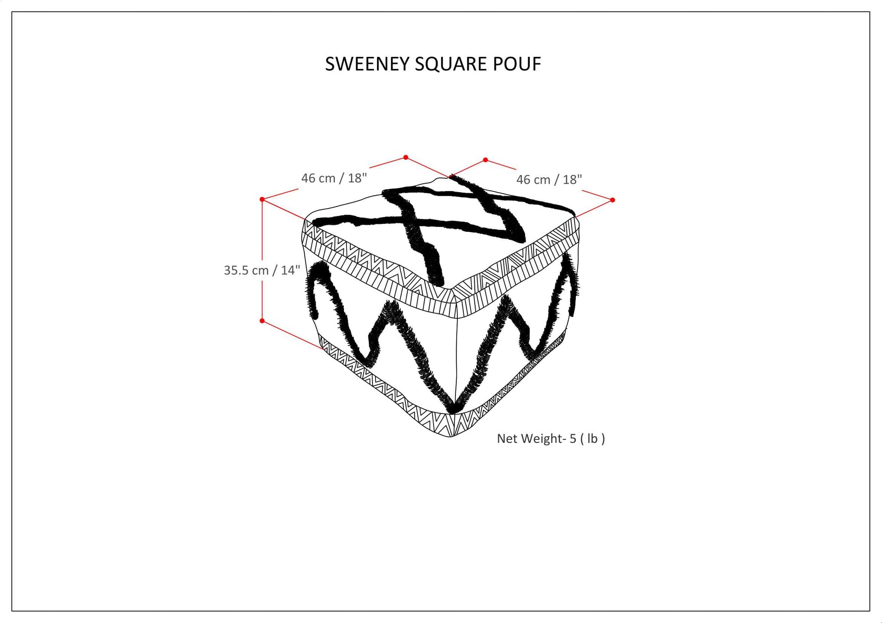 Sweeney Square Pouf Grey/Natural