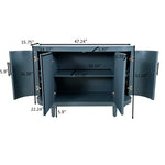 Curved Sideboard Wooden Console Table With 4 Doors And Adjustable Shelves For Living Room - Blue