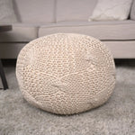Bordeaux Knitted Cotton Round Pouf