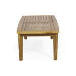 2-Person Outdoor Acacia Wood Patio Seating Group with Cushions and Coffee Table