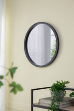 Circle Wall Mirror With Wooden Frame for Living Room