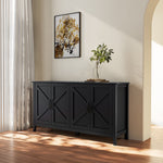 Cabinet With 4 Doors and 4 Open Shelves Freestanding Sideboard
