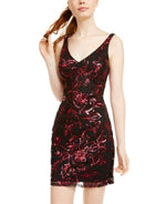 Sequin Hearts Juniors' Sequined Illusion-Back Dress