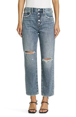Pistola Charlie High Waist Shredded Straight Leg Jeans in Pulse - Destructed, Size 28