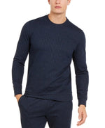 Alfani Mens Pinstripe Stretch Crew Sweatshirt Navy L
