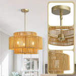 Boho Rattan 3-Light Chandelier