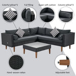 4-Piece Outdoor Wicker Sofa Set with Colorful Pillows