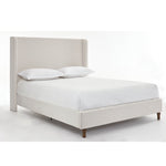 Hayden King Size Upholstered Wingback Bed with Textured Ivory Canvas and Tall 54' Headboard
