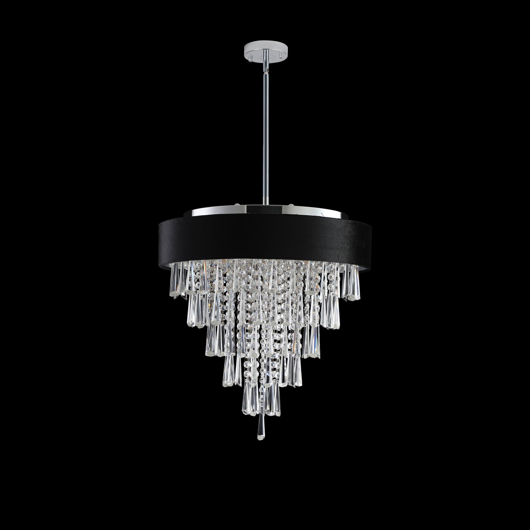 18-inch Modern Crystal Chandelier with Black Velvet Shade