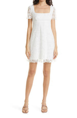 BIRKENSTOCK + STAUD Sandra Lace Overlay Dress in White, Size 0