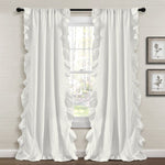 Farmhouse Stripe Reyna Ruffle Window Curtain Panel Set