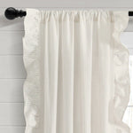 Farmhouse Stripe Reyna Ruffle Window Curtain Panel Set