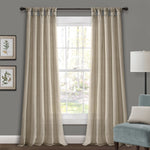 Burlap Knotted Tab Top Window Curtain Panel Set